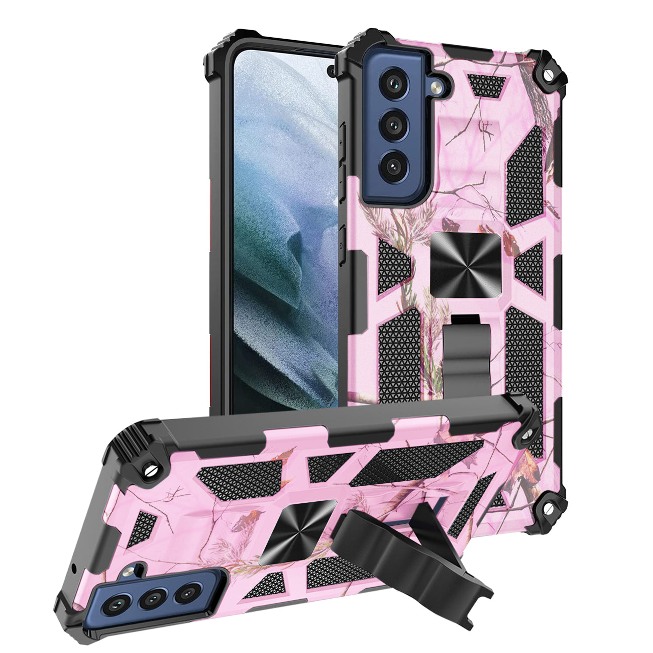 Built-in Kickstand TPU Case with Magnetic Mount for SAMSUNG GALAXY S22 PLUS in Tree leaf patterns